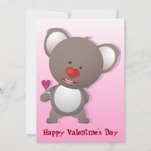 Cute Koala Bear Valentine Greeting Invitation