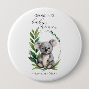Cute Koala Bear Watercolor Green Baby Shower 10 Cm Round Badge