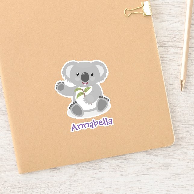 Cute koala bear with leaves cartoon illustration (Notebook)