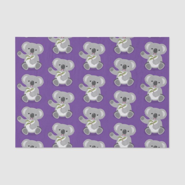 Cute koala bear with leaves cartoon illustration tissue paper (Front)