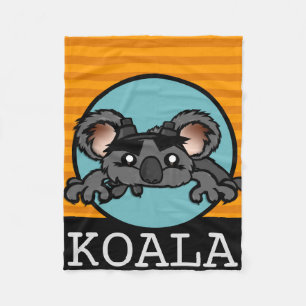 CUTE KOALA BEAR WITH STRIPES FLEECE BLANKET
