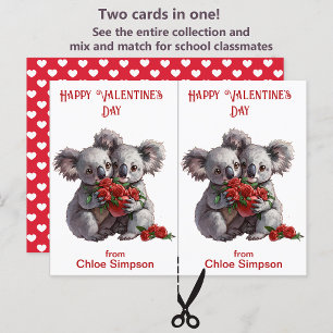 Cute Koala Bears Kid's Valentine Classroom Card