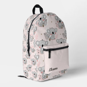 Cute Koala Bears Pattern with Name Printed Backpack