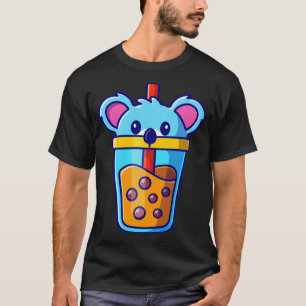 Cute Koala Boba Milk Tea Cup Cartoon T-Shirt