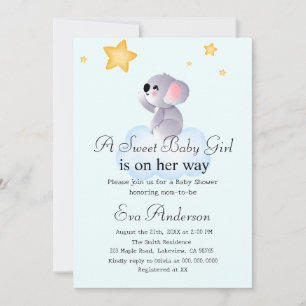 Cute Koala Boho Reach For The Stars Baby Shower Invitation