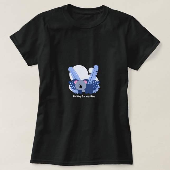 Cute Koala Cartoon Palm Leaves|Adorable Character T-Shirt (Design Front)