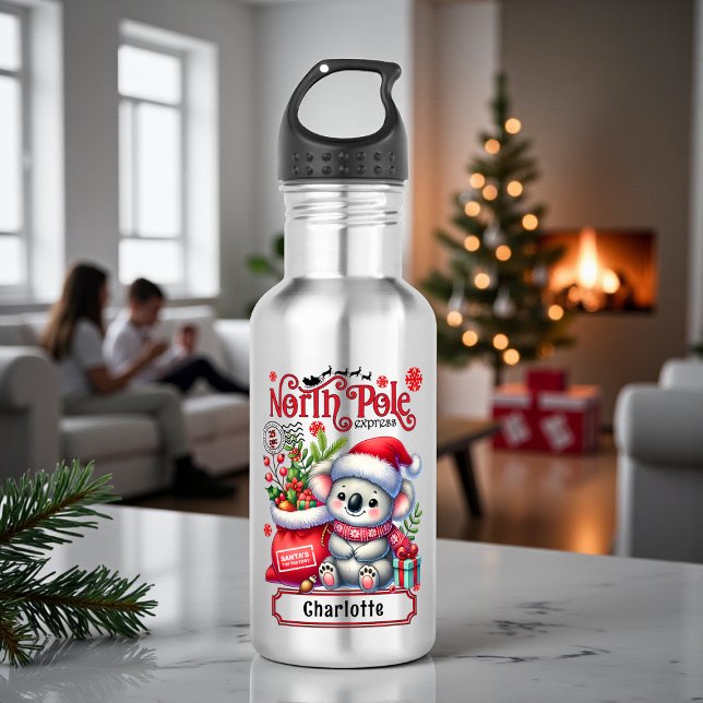 Cute Koala Chirstmas Personalised Name 532 Ml Water Bottle (Creator Uploaded)