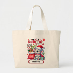 Cute Koala Chirstmas Personalised Name Large Tote Bag