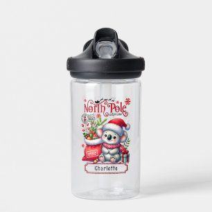 Cute Koala Chirstmas Personalised Name Water Bottle