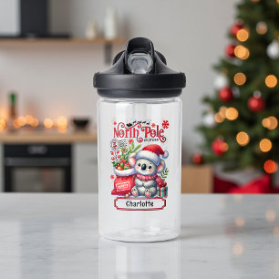 Cute Koala Chirstmas Personalised Name Water Bottle