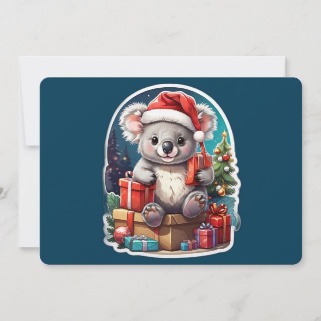 Cute Koala Christmas Celebration Holiday Card (Front)