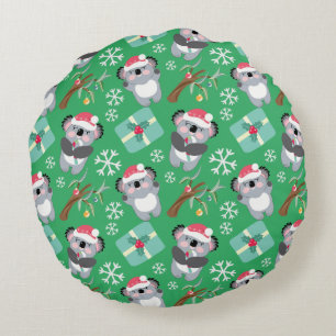 Cute Koala Christmas Round Cushion
