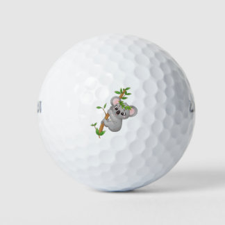 Cute koala climbing tree golf balls