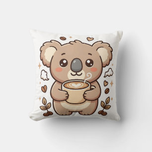 Cute Koala Coffee Throw Pillow