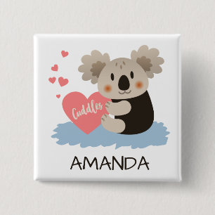 Cute Koala Cuddles ID386 15 Cm Square Badge