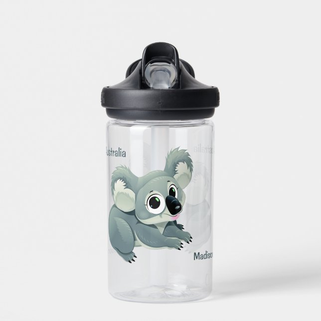 Cute Koala custom name Water Bottle (Front)