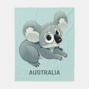 Cute Koala custom text fleece blankets