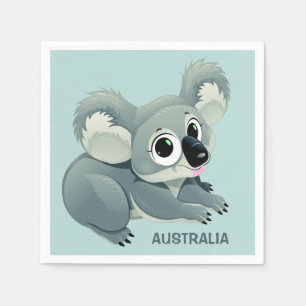 Cute Koala custom text paper napkins