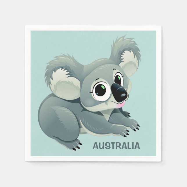 Cute Koala custom text paper napkins (Front)