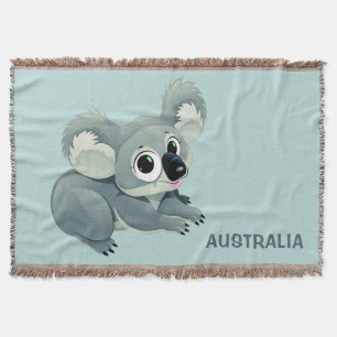 Cute Koala custom text throw blanket