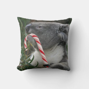 Cute Koala Eating Candy Cane Cushion