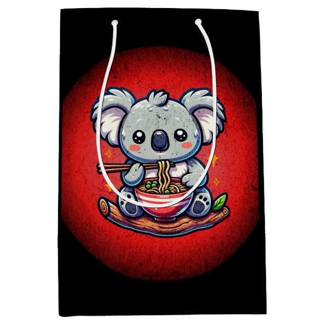 Cute Koala eating Ramen Medium Gift Bag (Front)