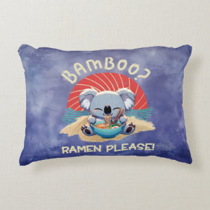 Cute Koala eating Ramen Vintage Sunshine Decorative Cushion