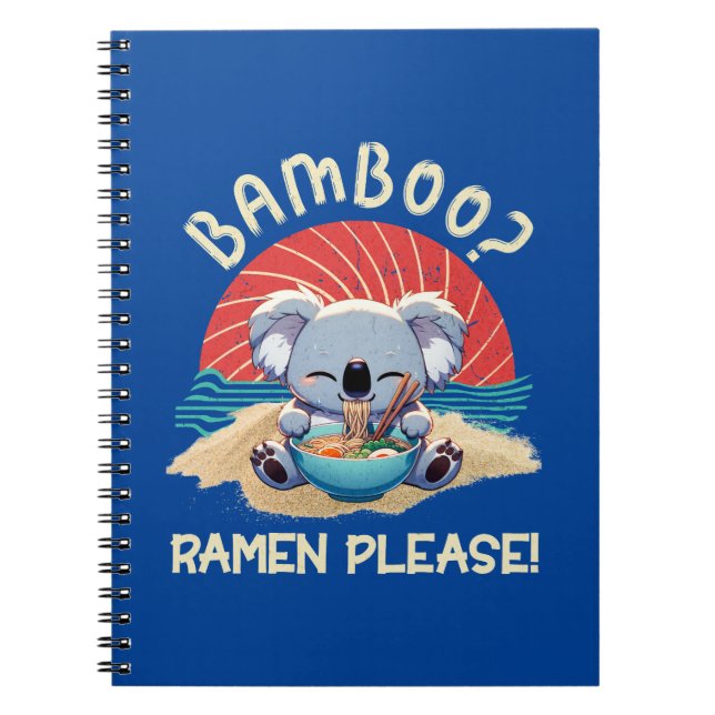 Cute Koala eating Ramen Vintage Sunshine Notebook (Front)