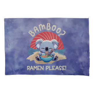 Cute Koala eating Ramen Vintage Sunshine Pillowcase
