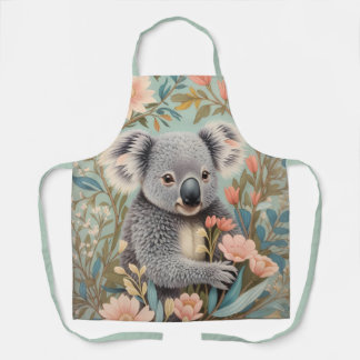 Cute Koala Elegant Pastel Floral Apron