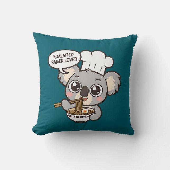 Cute Koala enjoying Ramen Cushion (Front)