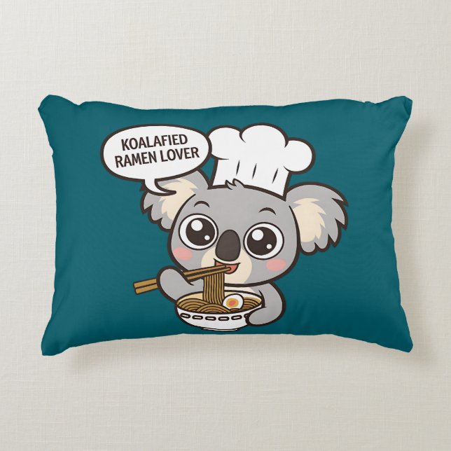 Cute Koala enjoying Ramen Decorative Cushion (Front)