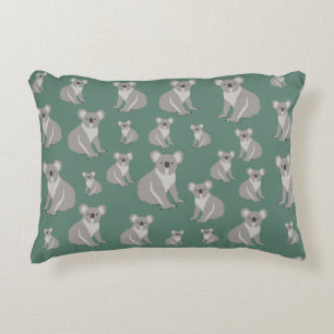 Cute Koala Eucalyptus Green Pattern Decorative Cushion