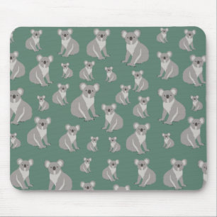 Cute Koala Eucalyptus Green Pattern Mouse Pad