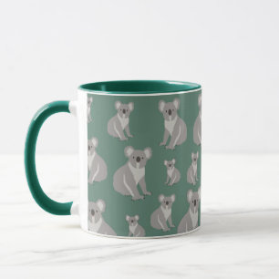 Cute Koala Eucalyptus Green Pattern  Mug