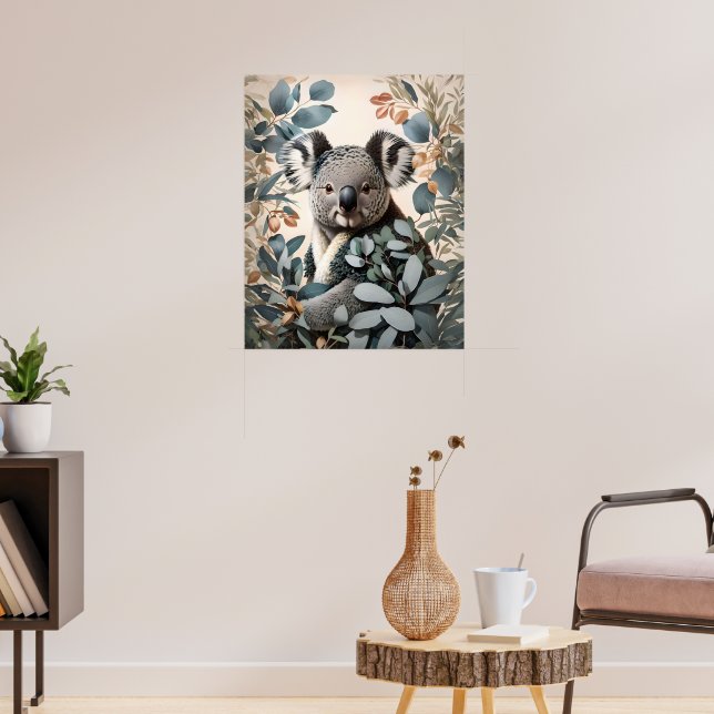 Cute Koala Eucalyptus Leaves Poster (Living Room 3)