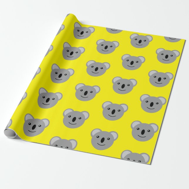 Cute Koala Face Kids Birthday Baby Shower Gift Wrapping Paper (Unrolled)