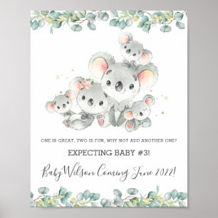 Cute Koala Family of Five Birth Announcement Sign