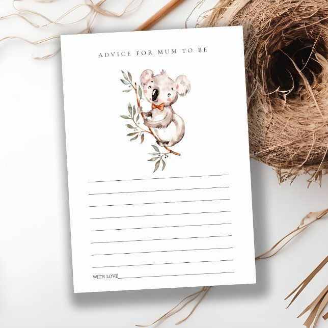 Cute Koala Foliage Advice for Mum Baby Shower Enclosure Card (Creator Uploaded)