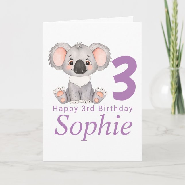 cute koala girl birthday card (Front)