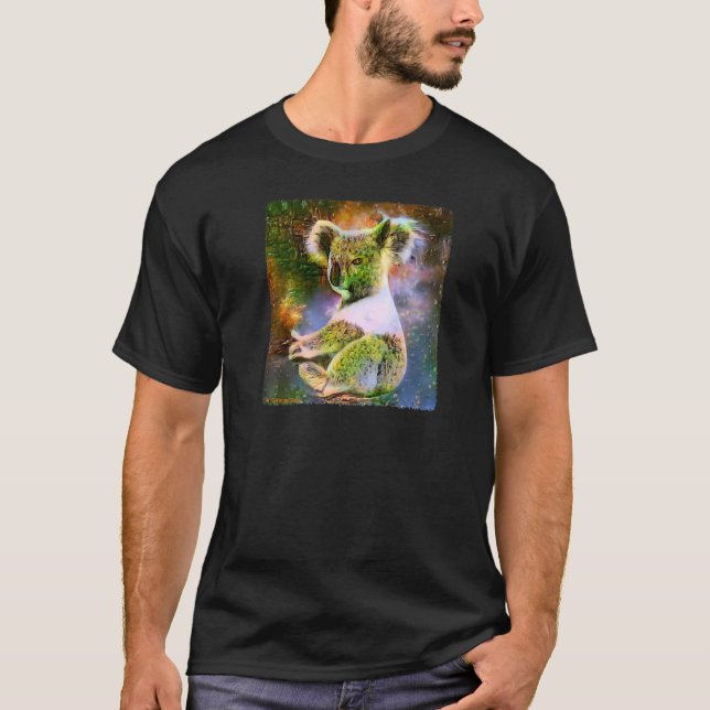 Cute Koala Green Trees Forest Nature Pattern  Koal T-Shirt (Front)