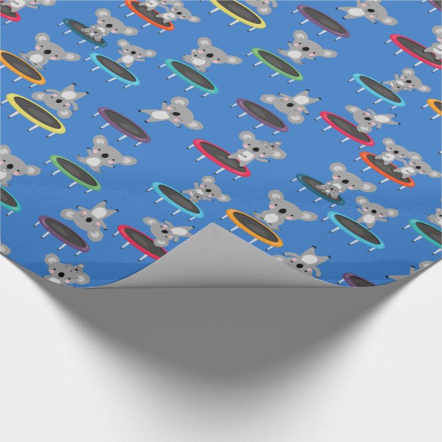 Cute Koala Gymnastics Trampoline Kids Wrapping Paper (Corner)