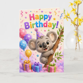 Cute Koala Happy Birthday Card for Kids | Adorable