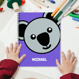 Cute Koala Head   Simple Cartoon Name Monogram Notebook