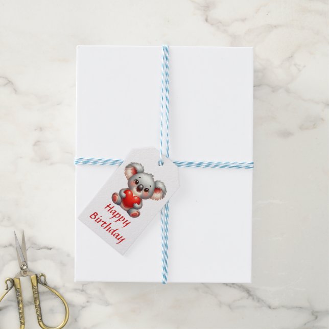 Cute Koala holding heart Gift Tags (With Twine)