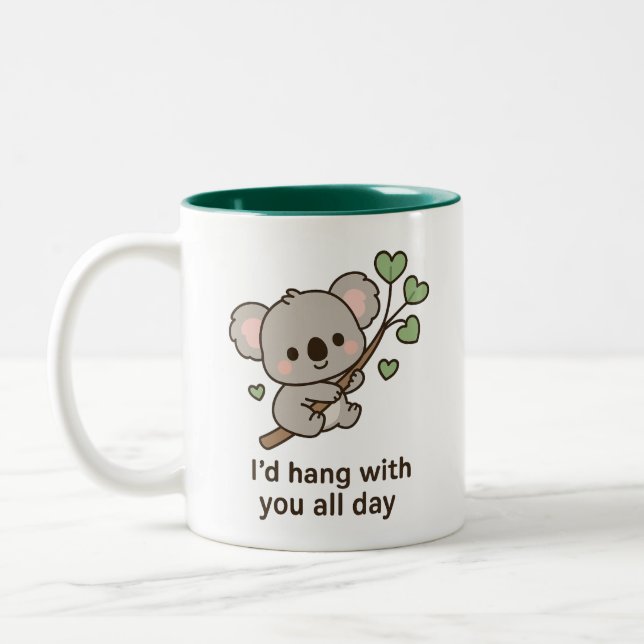 Cute Koala – I’d Hang With You All Day Two-Tone Coffee Mug (Left)