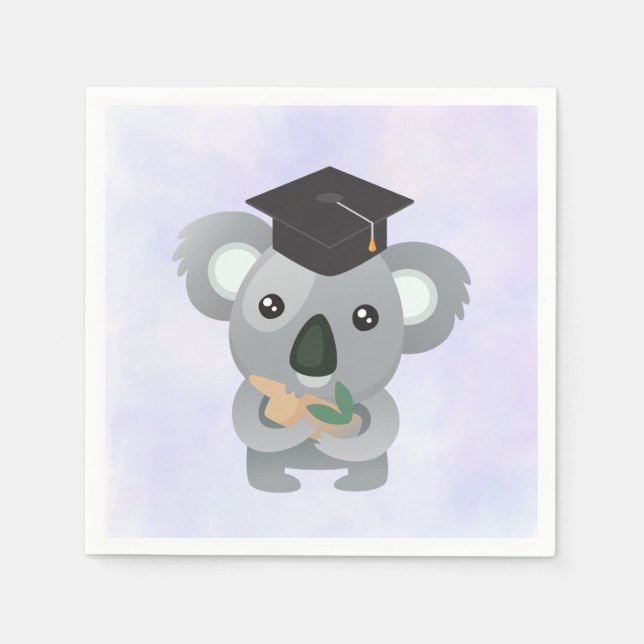 Cute Koala in a Black Graduation Cap Napkin (Front)