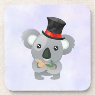 Cute Koala in a Black Top Hat Coaster