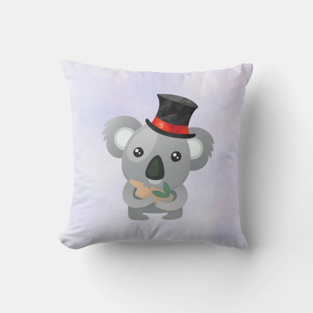 Cute Koala in a Black Top Hat Cushion (Front)