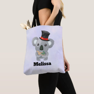 Cute Koala in a Black Top Hat Custom Tote Bag